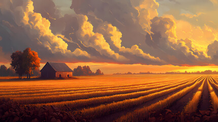 Wall Mural - golden harvested hour