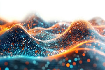 Leinwandbilder - Visual representation of abstract data patterns resembling waves with vibrant colors and dynamic textures in a digital environment