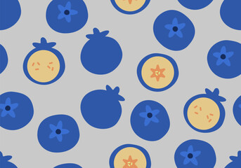 Wall Mural - seamless pattern with blueberry, berry texture, backdrop for summer. national blueberry month