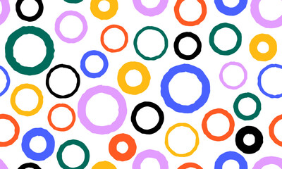 Wall Mural - colorful circle doodle seamless pattern. seamless hand drawn pattern with colorful dots. vector brus