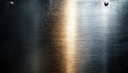 Poster - Reflective metal surface showcasing intricate texture and light interplay in a well-lit industrial setting during daytime