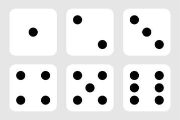 Poster - set of six sides of a die icon in white color with black dots. die icon set with all six faces in wh