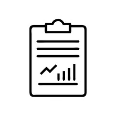 Poster - A black and white line drawing of a clipboard with horizontal lines and a graph illustration inside