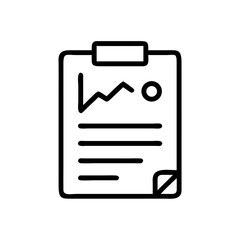 Poster - Illustration of a clipboard with a graph and horizontal lines on a white background in black outline