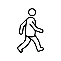 Fototapete - Simple line drawing of a person walking with a circular head and rounded limbs in black and white style