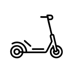Poster - illustration of a black outline scooter with handlebars and two wheels on a white background image