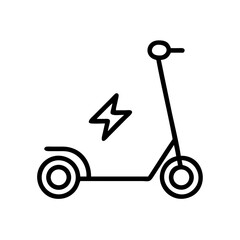 Poster - A simple line drawing of an electric scooter with a lightning bolt symbol indicating its power source type