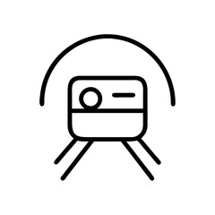 Fototapete - Simple line drawing of a train entering a tunnel with a rounded top and visible tracks design