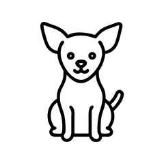 Poster - Illustration of a chihuahua dog sitting with large ears and a small tail in a line art style