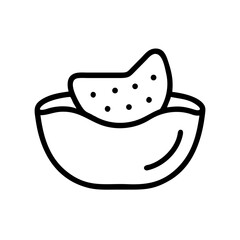Poster - A simple line drawing of a bowl filled with a spotted chip on a white background design element