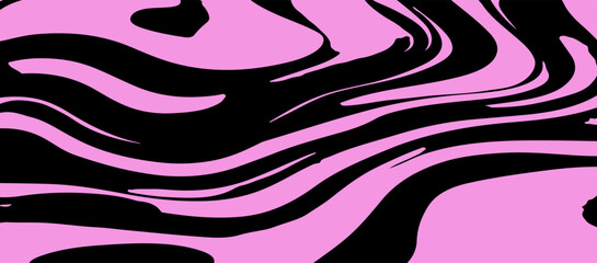 Aufkleber - Abstract vector illustration with wavy pink and black lines creating a psychedelic pattern. Dynamic, flowing design with bold contrasts and hypnotic visual appeal.