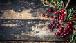 © Yonus - Cranberries on Rustic Wooden Background Spoons Dried Fruit
