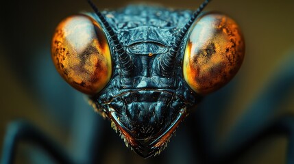 praying mantis head macro closeup