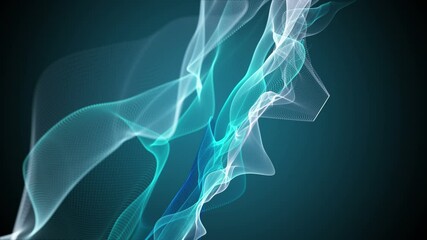 Poster - Futuristic video animation with particle wave object in slow motion, 4096x2304 loop 4K