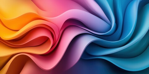 Poster - Vibrant abstract waves of color in warm and cool tones creating a dynamic flow.