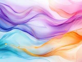 Poster - Vibrant flowing waves of purple, blue, and orange create a mesmerizing abstract design.