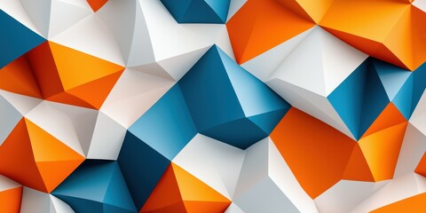 Poster - Dynamic geometric patterns in blue, orange, and white create a vibrant visual energy.