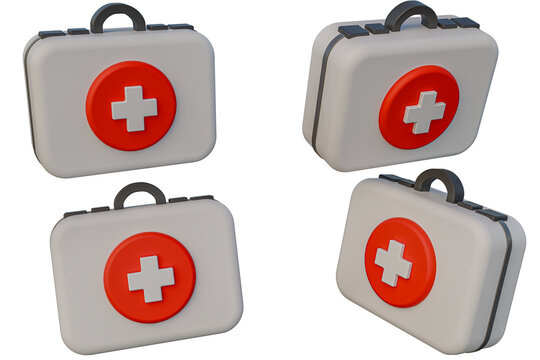 3d doctor suitcase bag. Realistic 3d design emoji. 3d rendering and 3d illustration