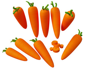 Leinwandbilder - 3d carrot. Realistic 3d design emoji. 3d rendering and 3d illustration
