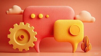 Poster - Bold pink and yellow object displaying a unique design that captures attention and evokes creative imagination