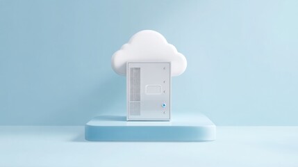 Poster - Innovative cloud shaped device representing digital transformation and smart wallet synchronization in modern technology