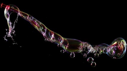 Poster - Colorful rainbow liquid bubble floating in air representing creativity and playfulness in modern art and digital design