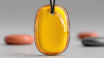 Poster - vibrant yellow glass pendant illuminated with natural light enhancing the beauty of its design in a 