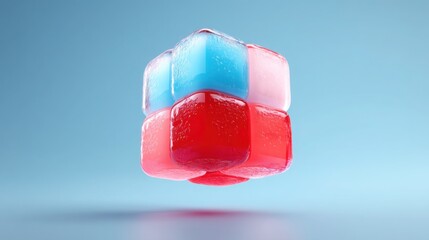 Poster - Striking red white and blue ice formation creating a dramatic visual display in a unique artistic interpretation