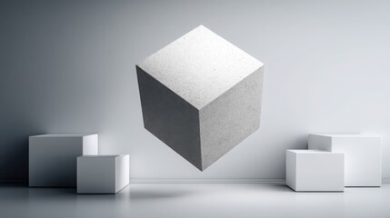 Poster - Diverse array of cubes displaying various sizes and shapes in a captivating artistic composition of three-dimensional forms
