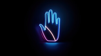 Poster - Neon hand illuminated in vibrant colors scanning goal report representing progress and achievement in technology