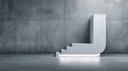 Poster - A singular white letter l set against a concrete floor creating a striking visual contrast and symbolizing strength