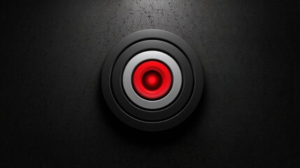Poster - A bold red button on a sleek black wall representing power and control in a digital environment