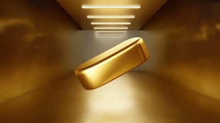 Poster - A dazzling gold object positioned in a room bathed in warm light creating a luxurious and elegant ambiance