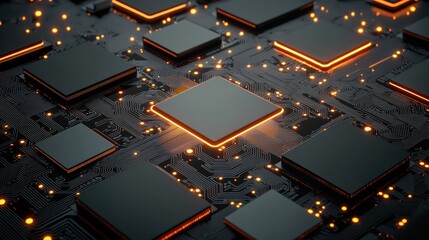 Poster - Abstract technology circuit board with glowing processors