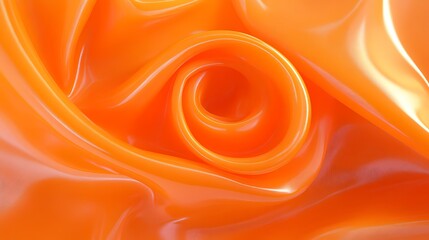 Poster - Glossy orange abstract surface folded and swirled in artistic presentation