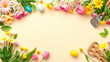 © Lily - Background with Spring decorations with empty space in the middle