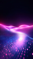 Poster - A purple and blue background with a wave pattern. The wave pattern is made up of small dots