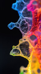 Poster - A colorful, abstract image of a cell with a green and blue blob in the middle. The image is a representation of the cell's structure and the different colors represent the different parts of the cell