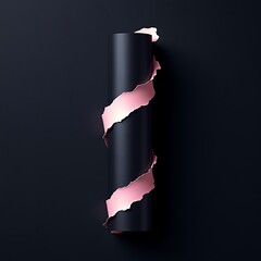 Poster - A cylindrical object with ripped pink material wrapped around it