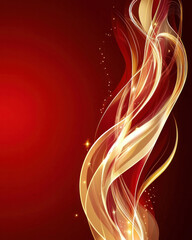 Poster - A red background with a gold and red wave. The wave is very long and has a lot of detail