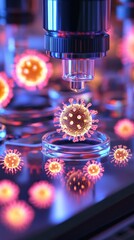 Poster - Scientific Microscope Analyzing Viruses In Laboratory Setting