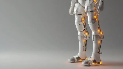Poster - Futuristic robotic legs with glowing accents and metallic components
