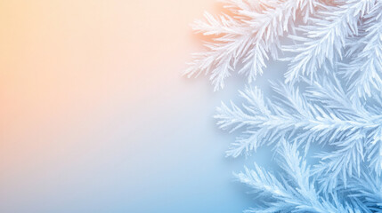 Naklejka na meble A delicate frost-covered branch against a soft gradient background, evoking a chilly, serene atmosphere.