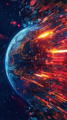 Aufkleber - An abstract digital art depiction of a futuristic planet
