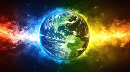 Poster - Earth Surrounded By A Swirling Array Of Colorful Celestial Energy