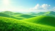 © suttavat - Rolling hills of emerald green grass swaying in the gentle spring breeze, meadow, nature