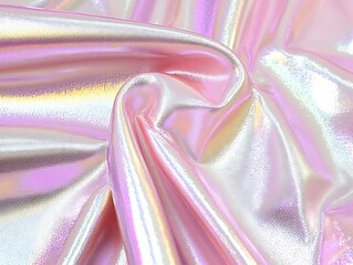Poster - Shiny iridescent fabric with many folds and waves displayed as art