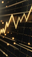 Poster - Golden chart line depicts fluctuations in financial information on black background