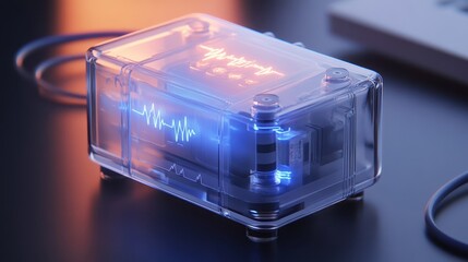 Poster - A transparent device showing an internal circuit with data visualization