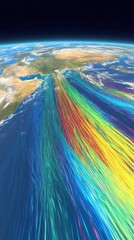 Aufkleber - Earth from space with vibrant colored lines across its surface